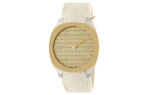 GUCCI Часы 25H Wrist Watch Quartz Movement Leather Strap 34mm Gold Dial Women's Watch