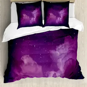 Пододеяльник ABAKUHAUS Mist, Космические небесные звезды, с защитой от клещей, подходит для аллергиков с наволочками, 200 x 200 см - 80 x 80 см, цвет индиго-пурпурный