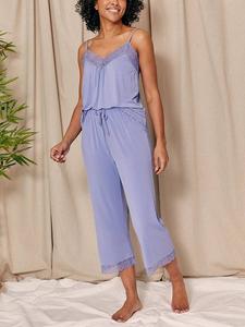 Комплект укороченной пижамы из бамбука с кружевной отделкой Pretty You London, Heather