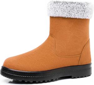 Женские зимние ботинки с флисом, теплые ботильоны до середины икры, повседневные утепленные ботинки на молнии, ортопедические, мягкая обувь на осень для женщин Generic, #D01-Yellow
