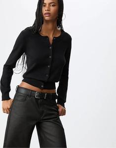 Вязаный кардиган Stradivarius на пуговицах черного цвета