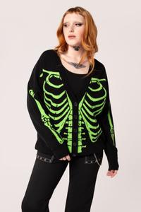 Кардиган Hell Bunny Skeleton Cardigan, черный/зеленый