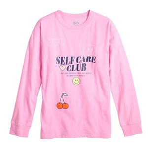 Детская футболка с длинным рукавом и принтом, размеры 6-20, regular и plus So, Self Care Icons