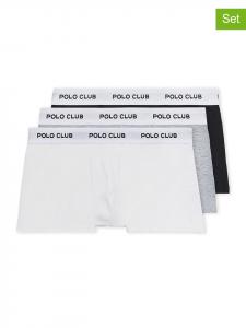 Polo Club Комплект из 3 штук: боксерские трусы белого, черного и светло-серого цвета