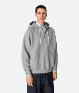Cotton fleece zip hoodie BOTTEGA VENETA, светло-серый меланж
