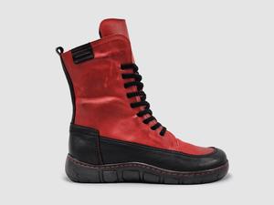 Женские кожаные ботинки Original Mid с шерстяной подкладкой и молнией в красном цвете KCR Group