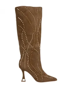 Высокие сапоги с заклепками Alma En Pena, коричневый