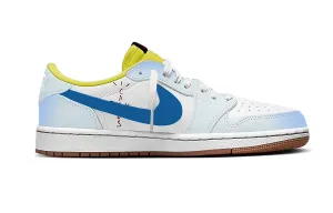 Jordan Travis Scott x Air 1 LUCKY Lime Blue Slip Resistant низкие винтажные баскетбольные кроссовки Unisex
