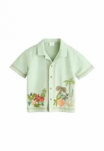 Рубашка с коротким рукавом стандартного кроя Next, Mint Green Safari Embroidery