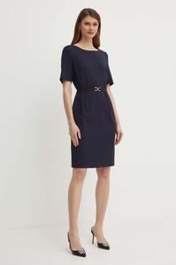 Шерстяное платье BOSS, темно-синий