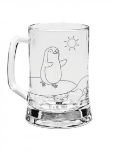 Пивная кружка с изображением пингвина-серфера без слогана, прозрачная Mr. & Mrs. Panda