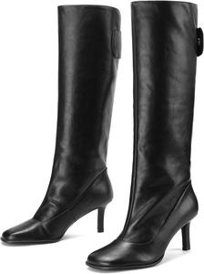 Женские черные высокие сапоги TDD выше колена с широким голенищем, высокий каблук, длинные сапоги до бедра в стиле ковбой/ковбойши, зимние ботинки для женщин, массивный каблук, западный стиль, водонепроницаемые, для дождя и снега, удобная обувь