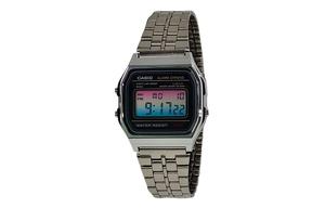 CASIO Мужские часы Retrofit Series с кварцевым механизмом, стальной браслет, черный циферблат