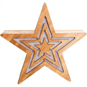 LED-звезда näve Рождественский декор из дерева LED-панель, 1 шт. Теплый белый свет, декоративный объект из дерева, с таймером, высота примерно 23 см, на батарейках Näve, Natur