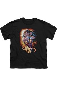 Футболка с коротким рукавом для детей Justice League of America Wonder Woman Rays Gildan, черный