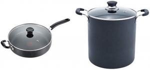 Сковорода и кастрюля T-fal Jumbo Cooker с антипригарным покрытием 4,7 л и 11,3 л, черный