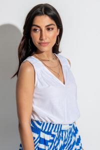 Жилет из хлопкового джерси Maya с объемным v-образным вырезом Pour Moi, белый