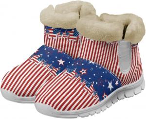 Зимние сапоги с американским флагом Chaqlin, женские снежные сапоги на плоской подошве, мягкие, уютные, с нескользящей подошвой, удобные легкие повседневные ботинки до щиколотки на 4 июля, Usa Flag