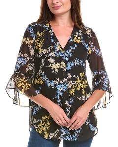 Джонс Нью-Йорк блузка с расклешенными рукавами Jones New York, черный