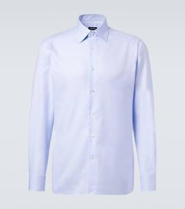Хлопковая поплиновая рубашка Zegna, Light Blue