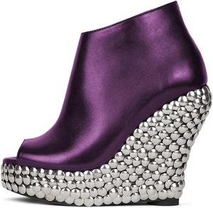 Женские стильные ботильоны FSJ с открытым носком на высокой танкетке, заклепками, платформой и боковой молнией, модная обувь для вечеринок и концертов, размеры 4-16 US, Purple