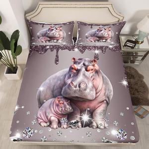 Erosebridal Гипо Натяжная Простыня Серый С блестками Флюид арт Комплект постельного белья Кристалл Алмаз Береговые существа Дикий животный декор комнаты, Sliver Grey White