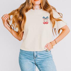 Патриотичный топ-кроп с вишнями в стиле кокет Simply Sage Market