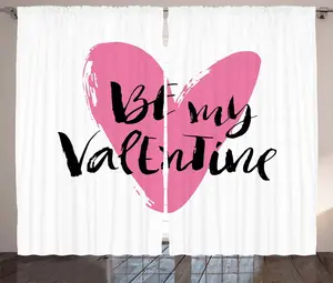 Штора ABAKUHAUS ко Дню святого Валентина в деревенском стиле с рисунком Сердце и любовь, универсальная тесьма для гостиной с петлями и крючками, 280 x 225 см, черно-розовая Abakuhaus