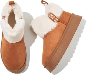 Женские зимние ботинки HYPOCRUTE с мехом, снежные ботинки, ботильоны на платформе, теплые мягкие короткие ботинки для женщин, ботинки на молнии, Chestnut