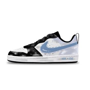 Кроссовки для скейтбординга Court Borough Blue Trace Low top Kids' Unisex Nike, белый