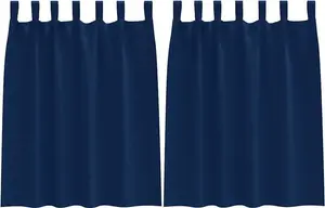 Плотные шторы с кольцами, 2 шт., темно-синие, 140 x 140 см vidaXL