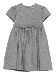 Платье с узором в елочку и бантом Il Gufo, серый
