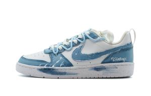 Детские, подростковые, противоскользящие, износостойкие, низкие кроссовки для скейтбординга Court Borough Nike, белый/синий