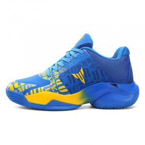 Антискользящие износостойкие баскетбольные кроссовки Mid Top Performance Men's Blue Yellow Kinglake