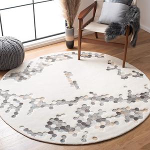 Ковер SAFAVIEH, 183 x 183 см, Manhattan Collection Ivory MAN101B ручной работы из современного бамбукового шелка и кожи