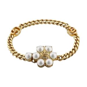 Золотые унисекс браслеты с жемчугом GUCCI, золотой