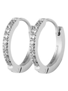 Adeliás Женские серьги - серьги-кольца на шарнирах из нержавеющей стали со стразами серебристого цвета