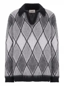 Свитер с узором в ромб Laneus, серый