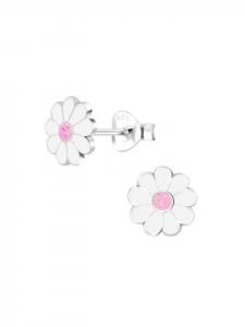 Alexander York Детские серьги-гвоздики в виде цветов, розовые, серебро 925 пробы, комплект из 2 штук