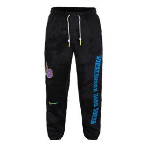 Брюки graffiti embroidered basketball sports fleece lined stay warm knit long pants black Nike, черный