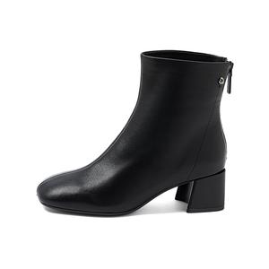 COMELY Черно-бежевые женские полусапожки из черной воловьей кожи, цвет Black Cow Leather