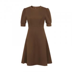 Женское свободное платье Deep Breath с пышными рукавами, коричневый