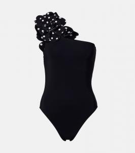 Ария купальник с цветочными аппликациями на одно плечо Karla Colletto, Black White