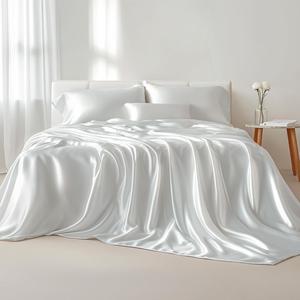 VKhome Linen Комплект постельного белья Regal Comfort шелк тутового дерева 30 momme однотонный белый White