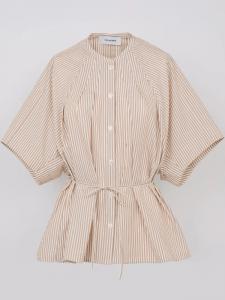 Полосатая плиссированная рубашка из поплина от Yves Salomon, коричневый