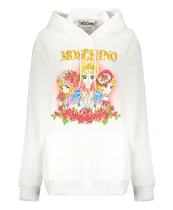 Хлопковая толстовка с капюшоном и карманом-кенгуру. Moschino, белый