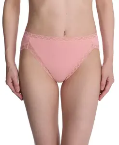 Трусики-слипы французского кроя из хлопка с кружевной отделкой Bliss 152058 Natori, розовый