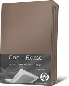 Простыня на резинке из джерси, мягкий плотный хлопок, на резинке по всему периметру, цвет: серо-коричневый, размер: 180x200 см - 200x220 см One-Home