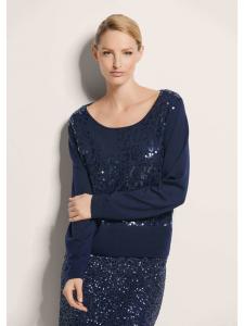 MADELEINE Свитер с круглым вырезом и блестящим эффектом, темно-синего цвета