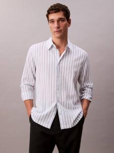 Поло с длинными рукавами в полоску Calvin Klein, Brilliant White